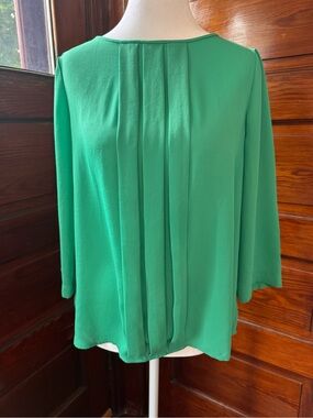 LOFT Emerald Green Pleated Blouse
